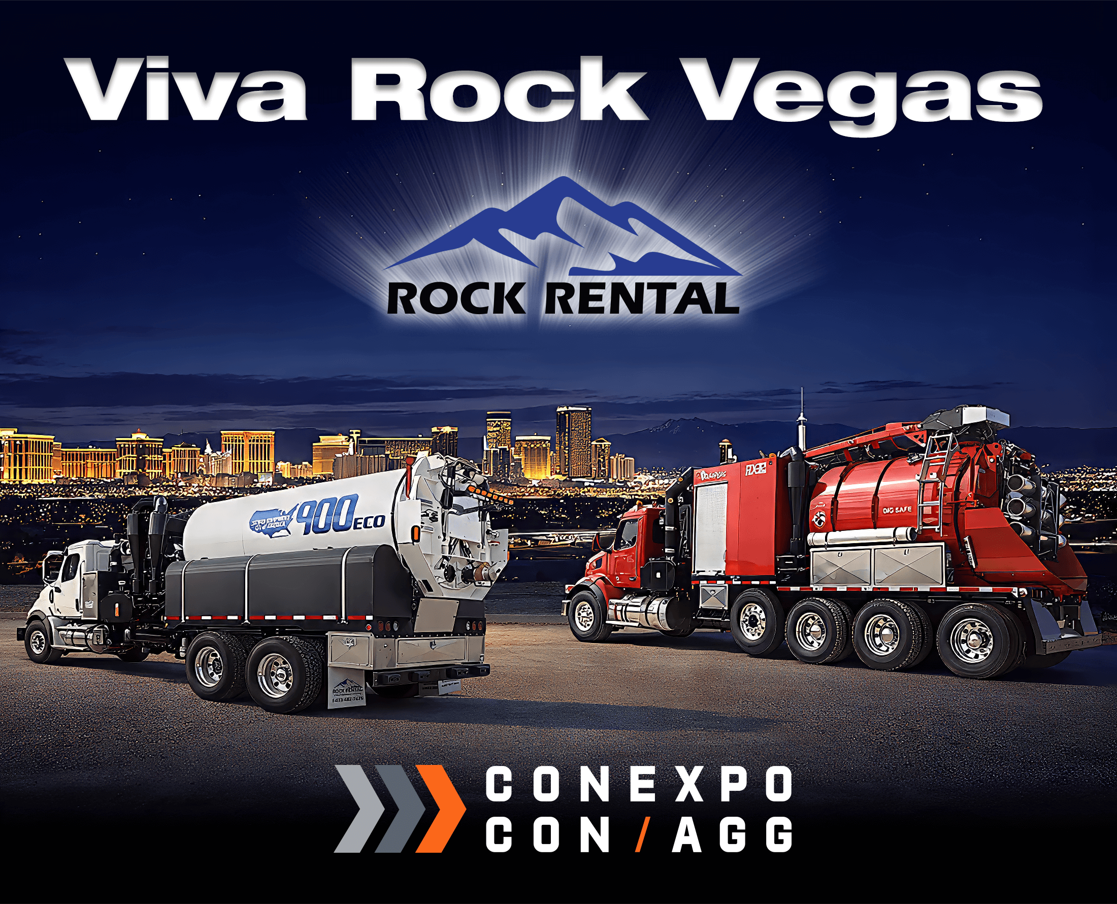 Rock Rental equipment in Las Vegas at night